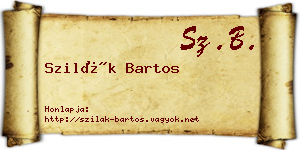 Szilák Bartos névjegykártya